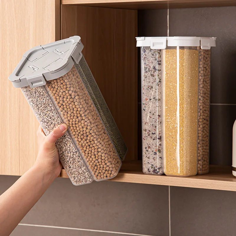 Rice Grain Box 4-compartment Partitions Design Airtight Cereal ...