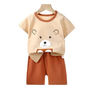 Customize Toddler Baby Print Short Sleeve T-shirt Lounge Shorts Outfits Boy Clothing Set
