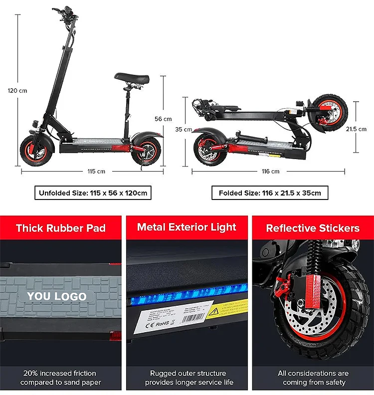 EU US warehouse 500W motor electric scooter foldable e scooter 10inch tires speed 45km / h adult electric scooter with seat