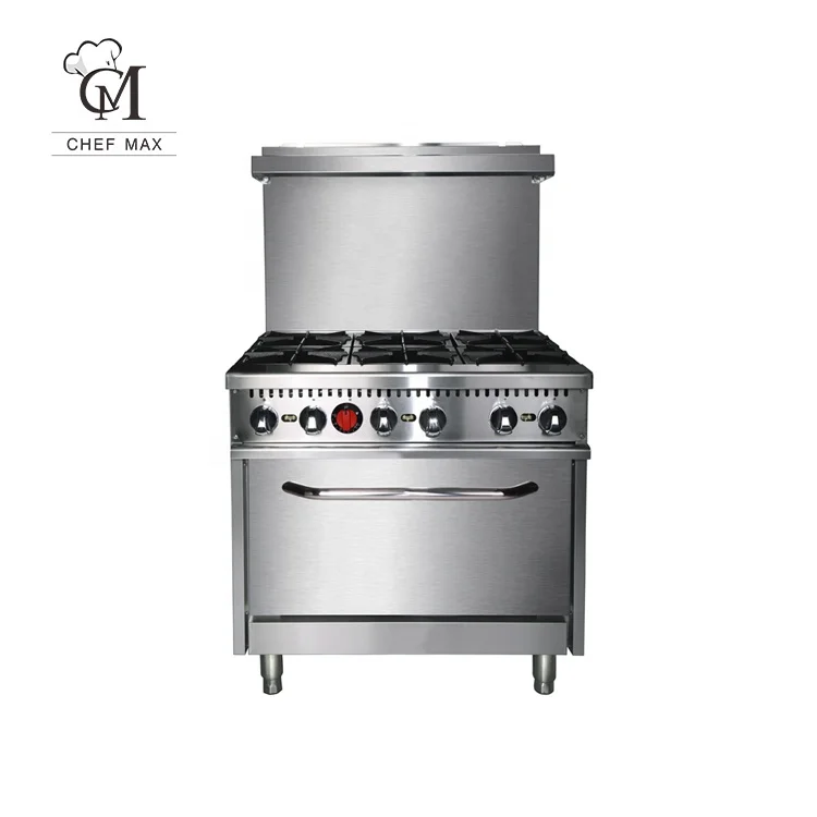 Chefmax OEM ODM Commercial Custom ETL Griddle USA  Industrial Gas Stove 4 Burner Gas Cooker with Oven