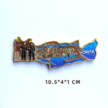 Aimant Souvenir Crète Héraklion - Diamètre 7 Cm, 3D En Poly, Motif Symbolique De La Grèce - Décoration Frigo, Cadeau Voyage
