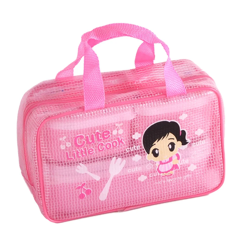 
 Travel Accessory with 2 Snacks Plastic Box Kids Bag Children Cartoon Printing Lunch Box Food Container Food Storage Box  