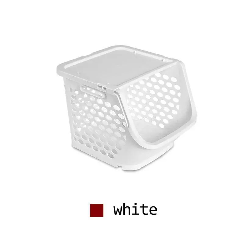 Multifunctional floor shelf large stackable kitchen plastic square lattice fruit and vegetable storage basket thickened