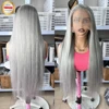 Parrucca Lunga in Capelli Umani Naturali Lisci - Grigio