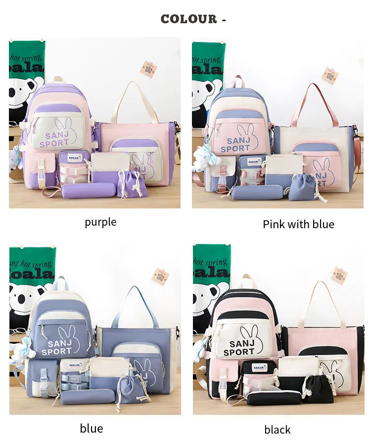 Hot sale Fashion high quality school   bag backpack set school bag girls schoolbags lovely college style  Travel  bag