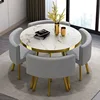 Stone-like pattern table+4 light gray fabric chairs