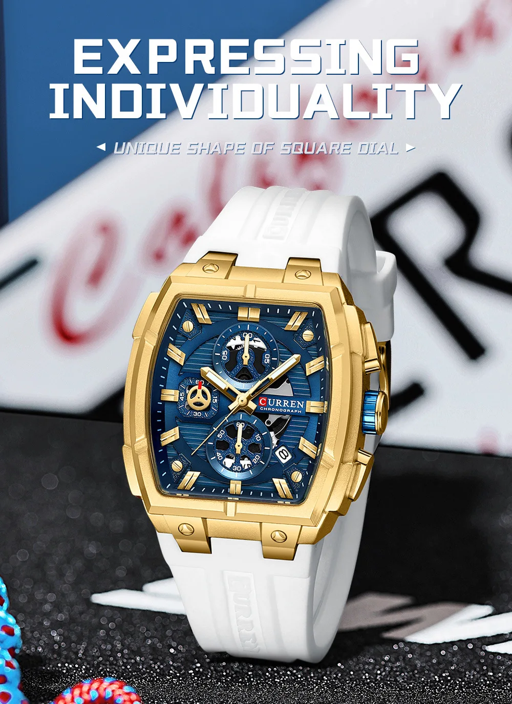 CURREN 8488 New Men Watch Six Hand Chronograph Multi Function