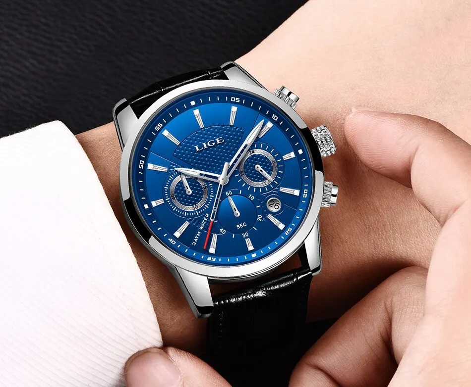 LIGE 9866 Men Watch Leather Chronograph Waterproof Sport Design Date Quartz  Wrist Watches For Men Reloj Montre Relogio Masculino| Alibaba.com