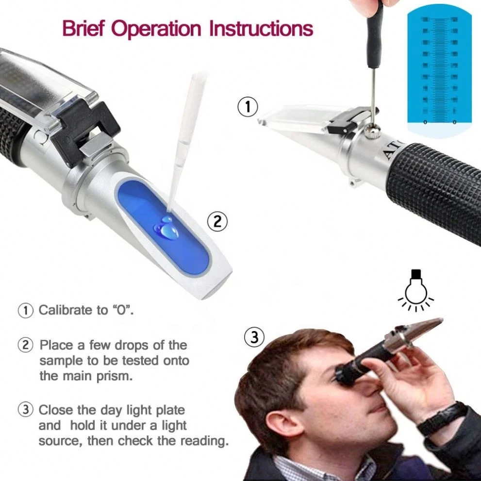 Factory-Origin Dual-Scale Refractometer: 0-40% Brix & 0-25% Alcohol, Equipped With ATC for Wine, Sugar, & Alcohol Analysis