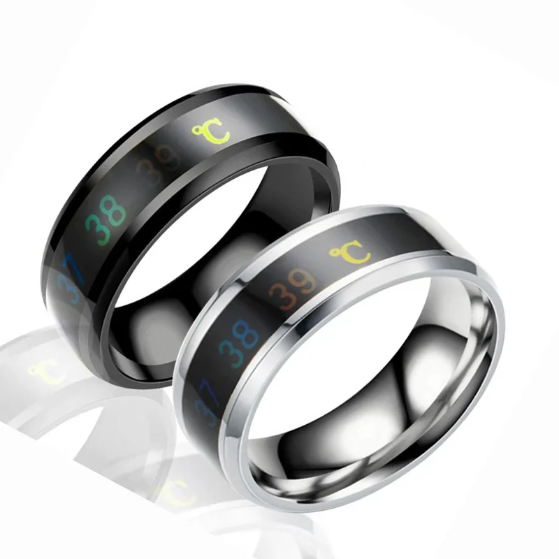 Women And Men Smart Temperature-sensing Couple Rings Stainless Steel ...