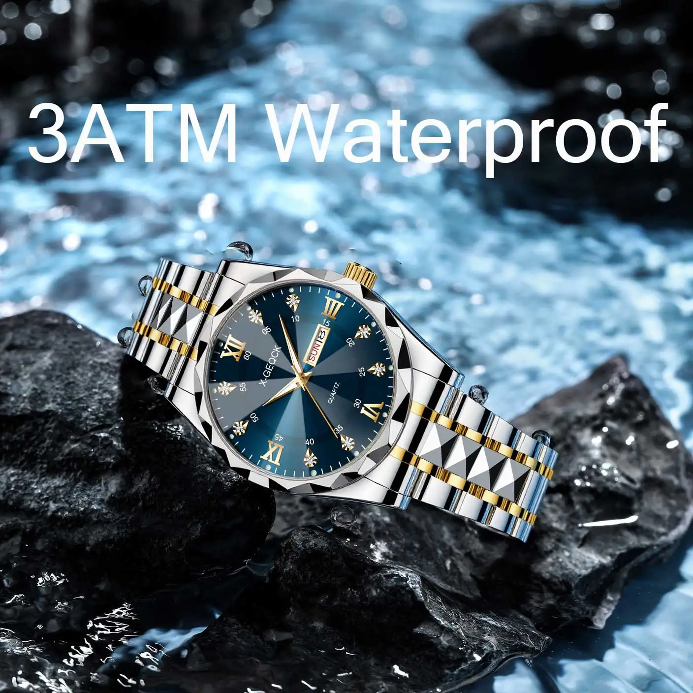Men's Quartz Watch with Stainless Steel Band