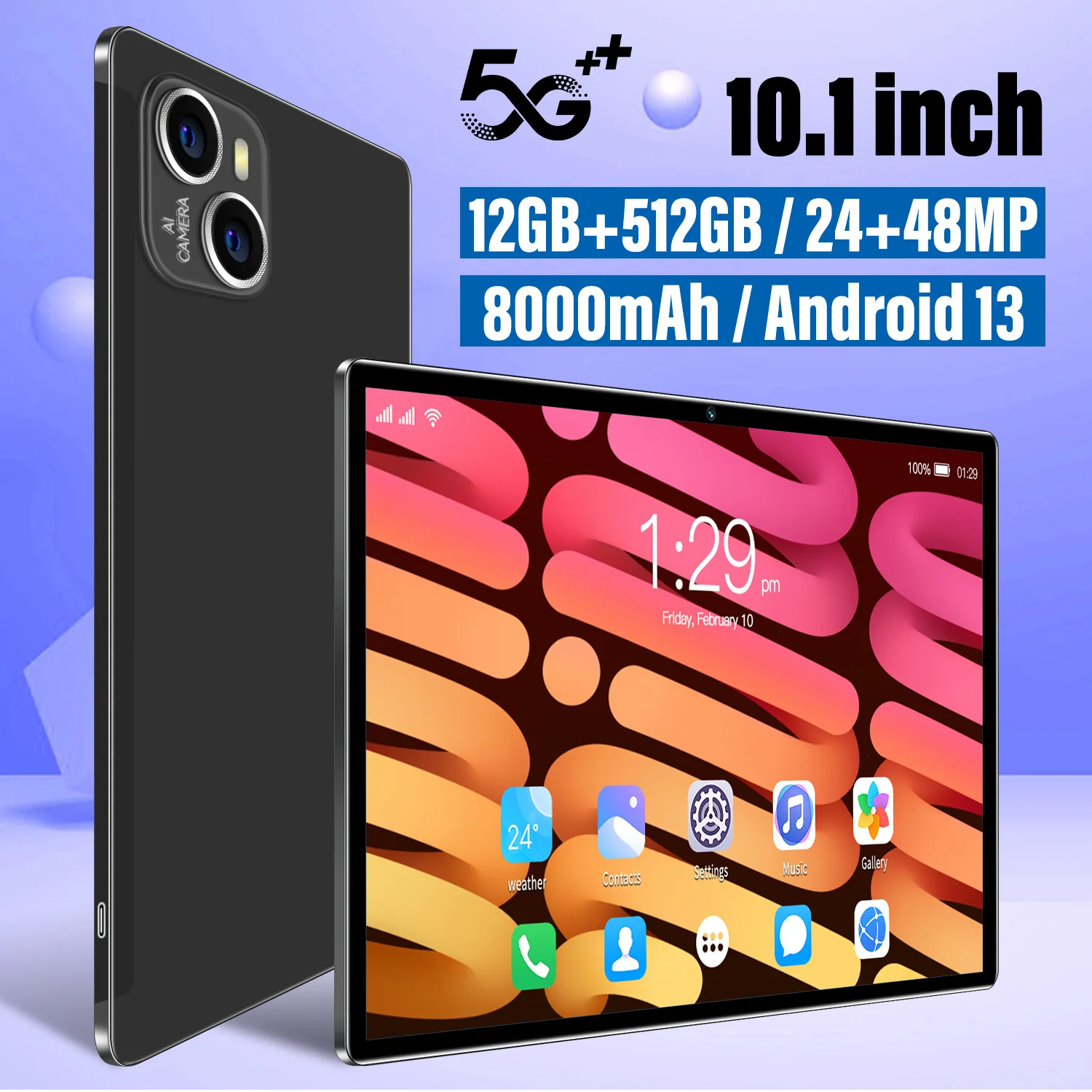 12G RAM, 512GB ROM Tablet PC with Android 13.0 - High Quality