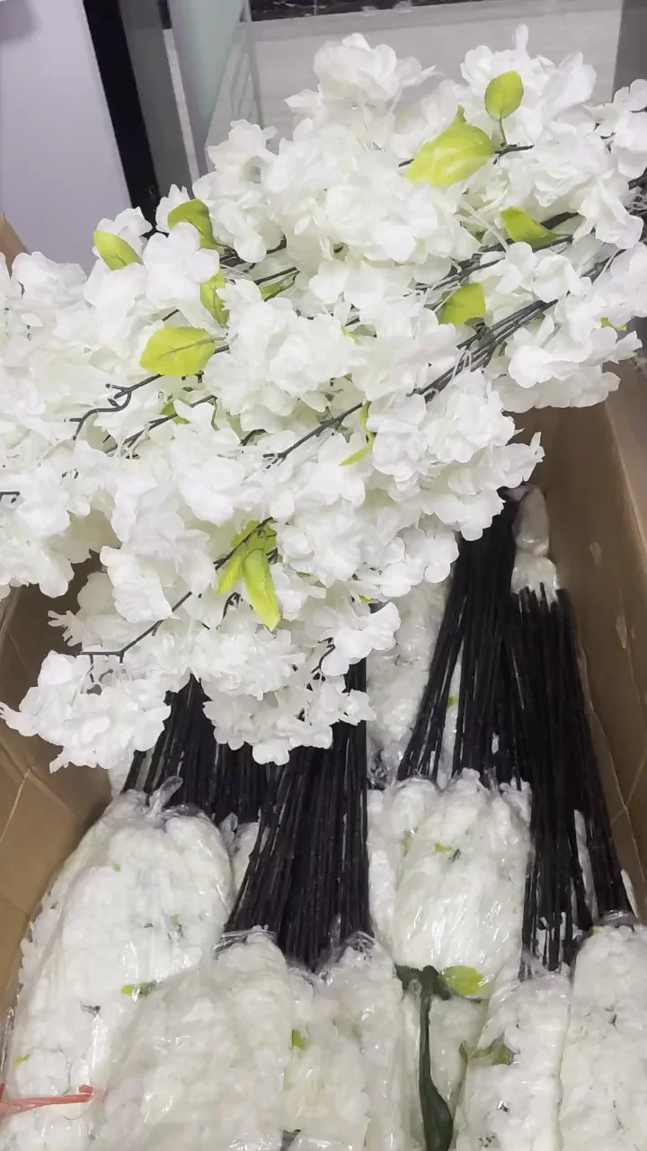 3 Branches Artificial Cherry Blossom Flower White Cherry Blossom