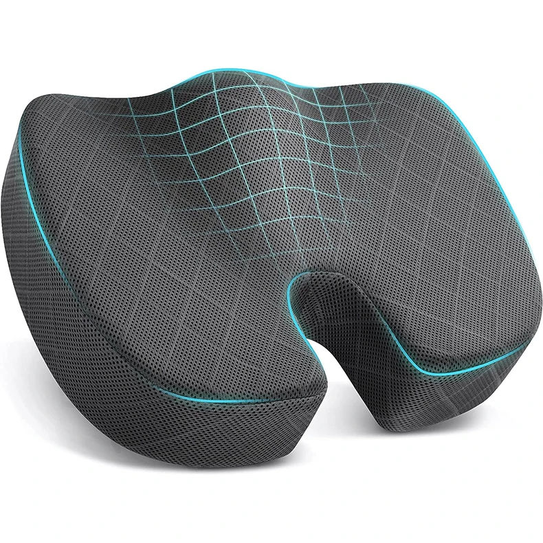 Ergonomic Memory Foam Coccyx Gel Seat Cushion Nylon Mesh Car Drivers  Airplane Bleacher Hip Coccyx Pain Relief Office Kitchen
