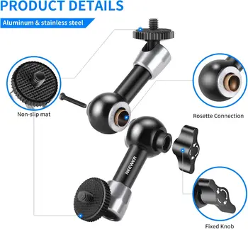 NEEWER 5.9"/15cm Adjustable Friction Magic Arm with 1/4" Screw on Both Ends, Compatible with SmallRig Cage, Flash/LED Light detail image