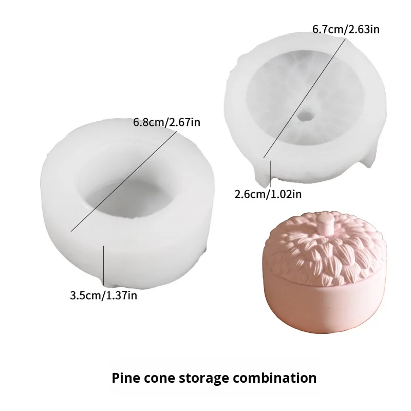 Christmas Pinecone Candle Cup Silicone Mold DIY Pinecone Gypsum Storage Box Cover Oak Fruit Jar Pendant Reusable supplier