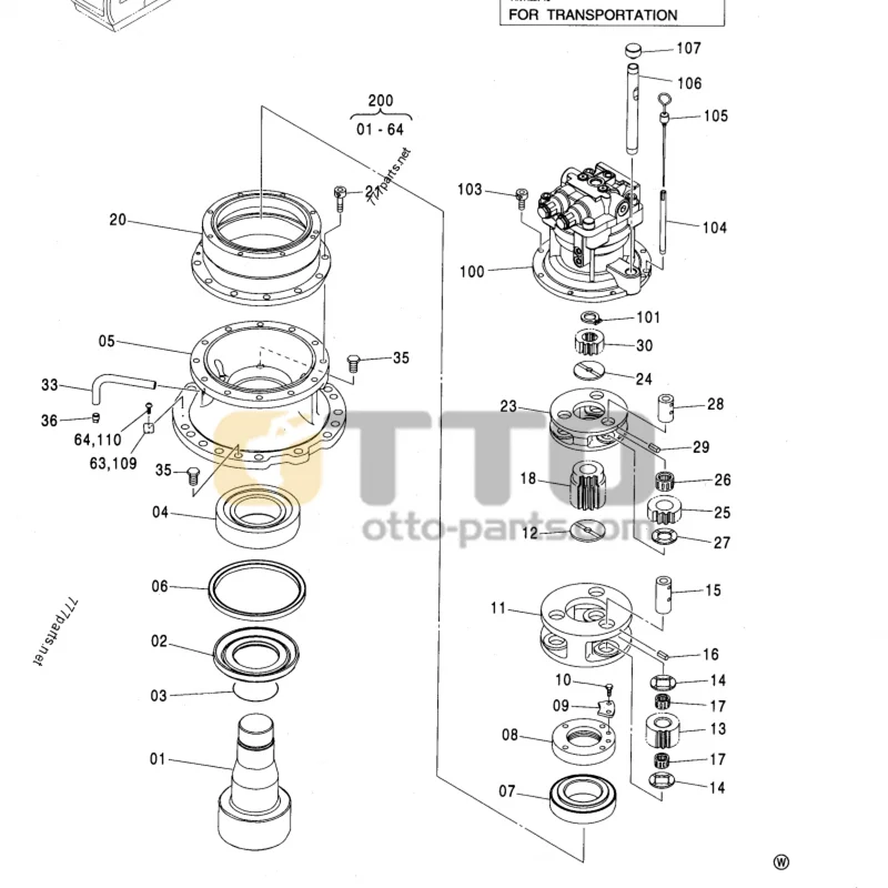 OTTO Excavator Parts EX200-5 ZX200 Swing Motor 4398514