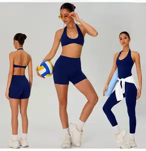 2026 Naked Sensation Halter Neck Women Open Back Quick Dry 2 Piece Outfit Slim Fit Tummy Control Sportswear Workout YogaSet