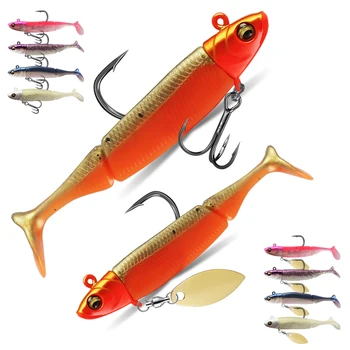Palmer 15g 20g jointed swimbait soft plastic fishing lures swim bait paddle tail fishing lures soft spoon lure with jig head