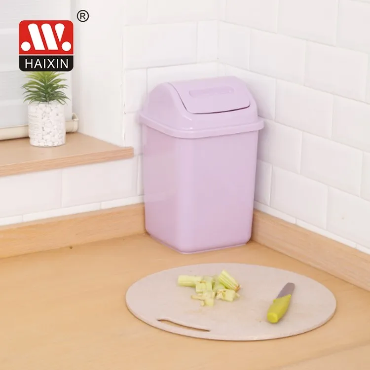 Haixin Factory Directly Plastic Garbage Bin Kitchen Garbage Bin Waste Trash Can Withl Lid Indoor and Out Door