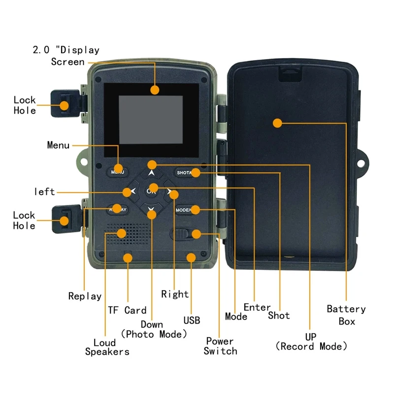 Professional 2 Inch LCD Screen Infrared Night Vision Wildlife Hunting Trail Camera Video Recording Waterproof Camera
