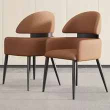 Italian Minimalist Leather Dining Chairs, Luxurious and High-end Hotel Chairs, Restaurant Furniture