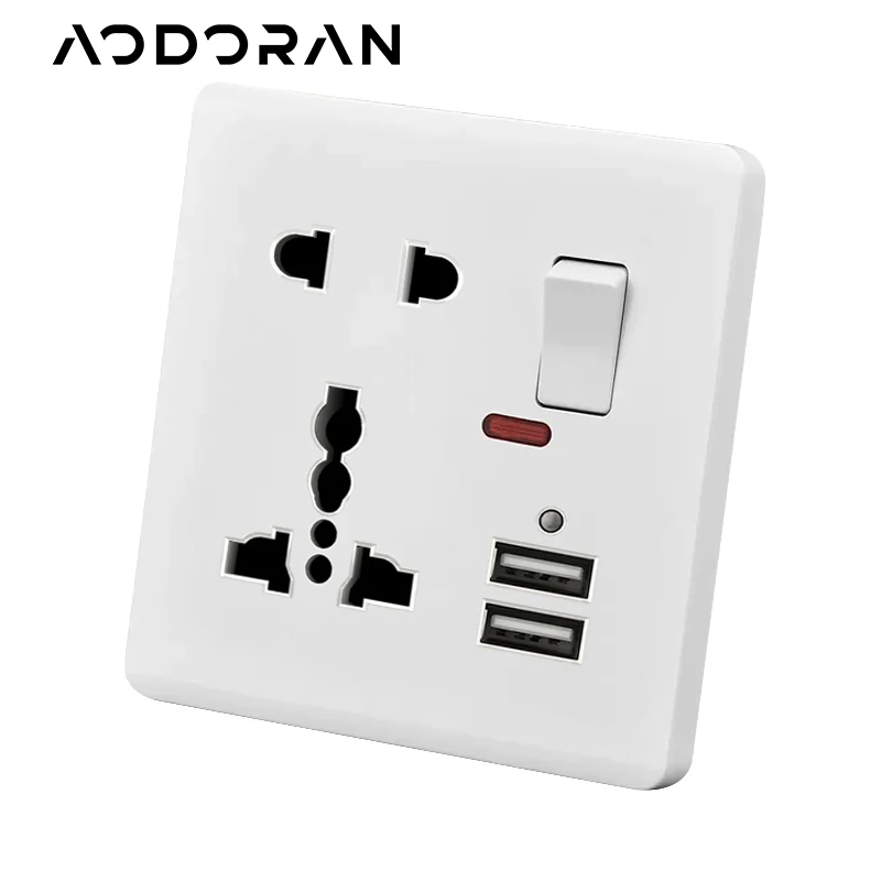 AODORAN Wall On Off Switch Electrical Socket 1/2/3 gang EU 86*86mm 5pin ...