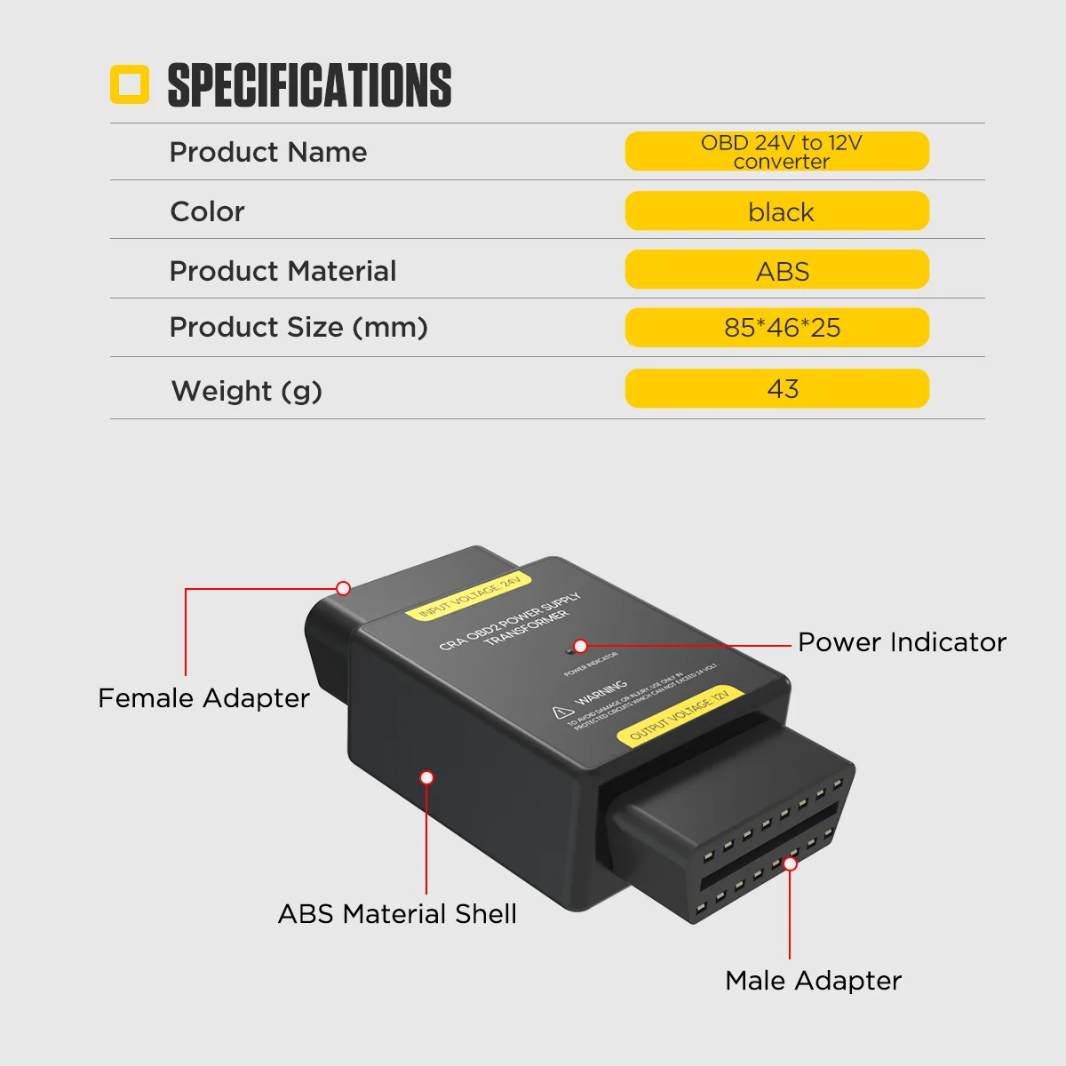 Autool Official Factory 2023 New Obd2 Power Supply 24v To 12v