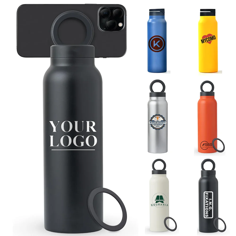 Custom Logo 24oz 32oz Water Bottle With Phone Holder Phone Stand Adjustable Water