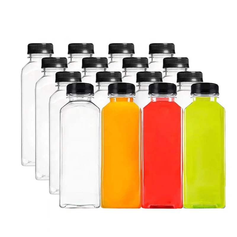 Saft Plastik Flaschen Großhandel Einweg Getränke Flaschen Behälter Kunststoff Runde Form Trink Flaschen