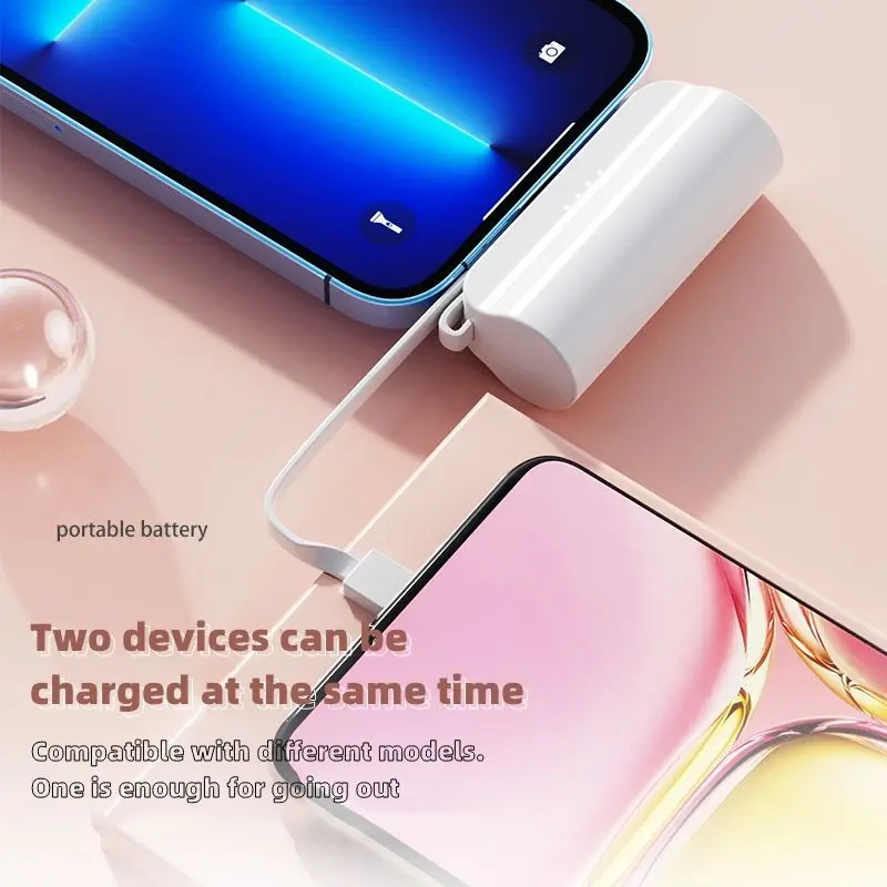 5000mah Portable Capsule Mobile Power Supply With Cable External Spare