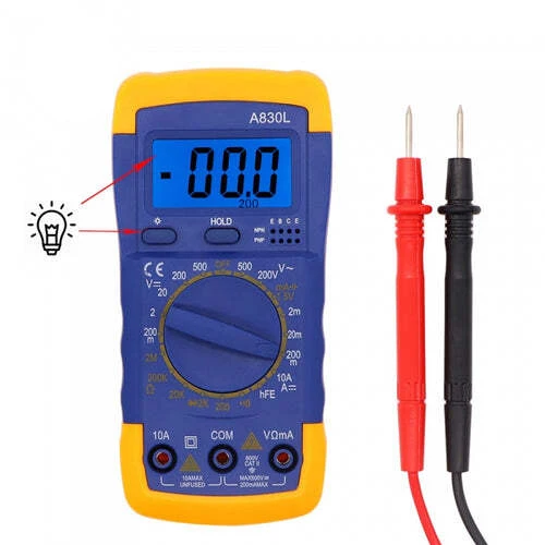 A830L Digital Multimeter AC DC OHM Volt Current Tester Mini Meter