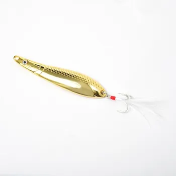 Metal Spoon Lure with Blood Groove Feather Treble Hook, Freshwater Artificial Bait for Minnow, Bass and Topmouth Culter – Metal Jig – view 3