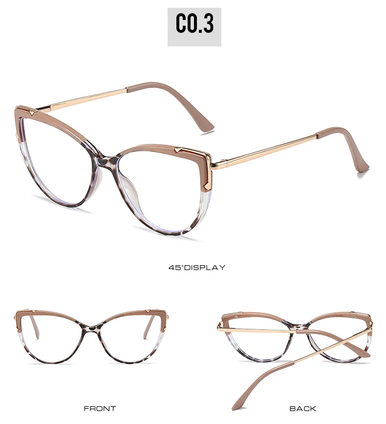 2022 Metal Tr90 Women Eye Glasses Anti Blue Light Eyeglasses Fashion