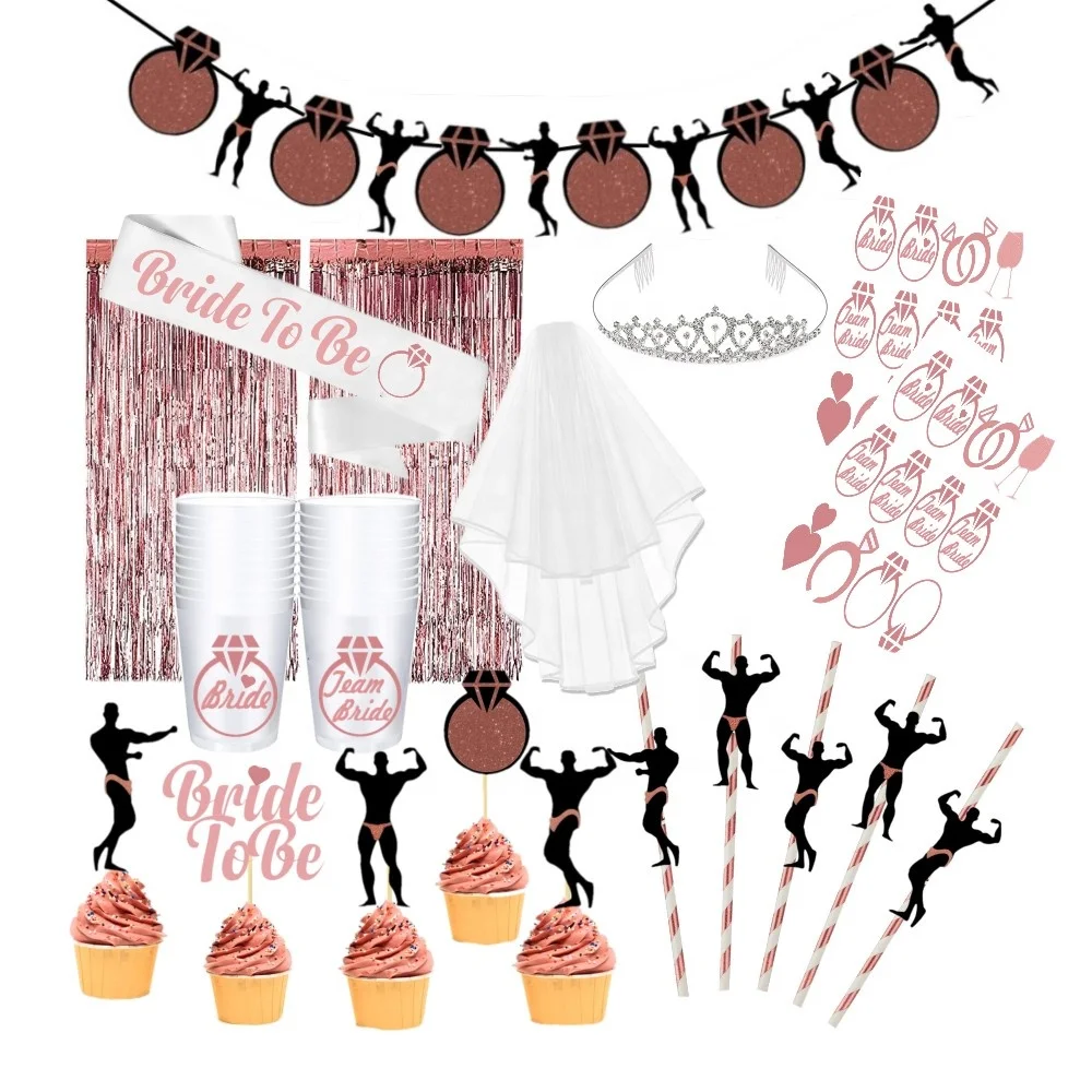 Rose Gold Bachelorette Party Decorations Kit Bridal Shower Supplies Kit