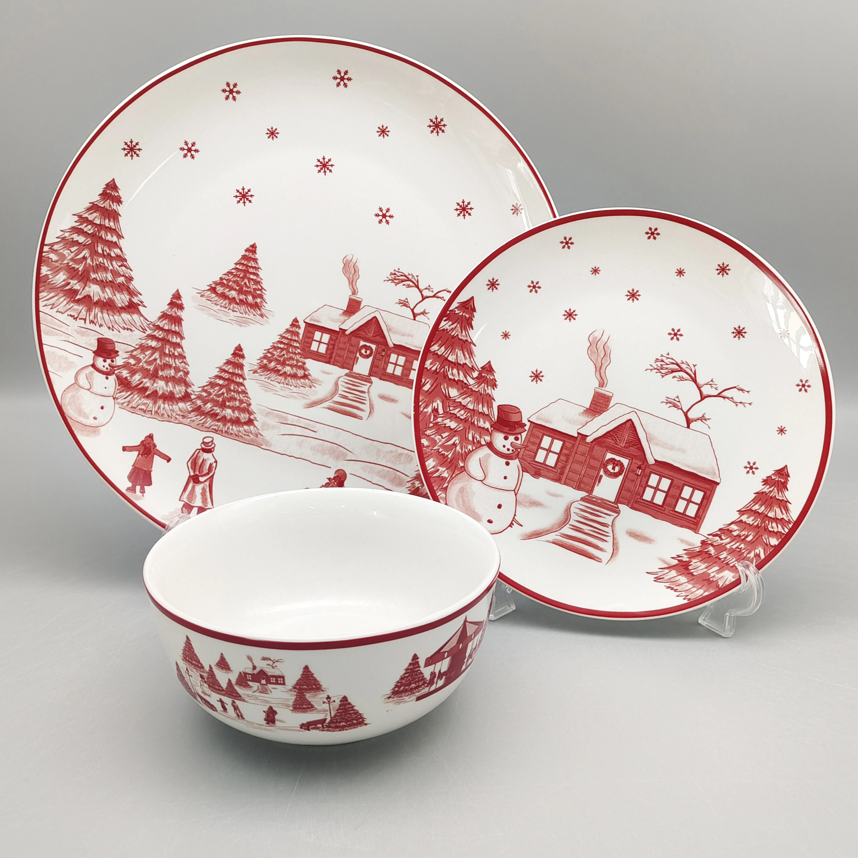 Christmas Dinnerware Set Wholesale Custom Tableware Ceramic Dish Sets Porcelain Dinner Sets Christmas Plate Manufacturers