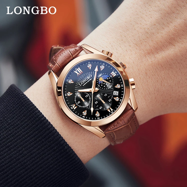 LONGBO New Product Sports Car Men Watch Luxury Men Watches Rose Golden  Men's Watch Fashion Quartz Wristwatch for Dropship