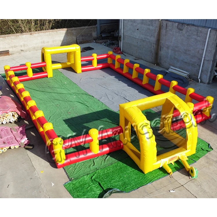 Customized Inflatable Football Field Inflatable Water Soap Slip and Slide Pitch Inflatable Soccer Field Shooting Game