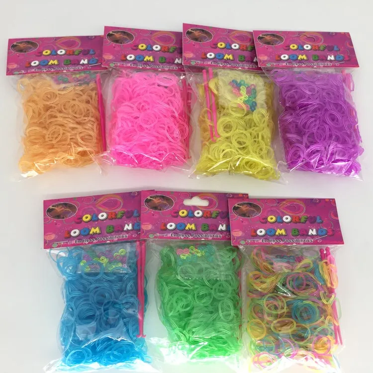Hot Selling Kids Diy Rubber Loom Bands Non Toxic Glow in Dark Loom band