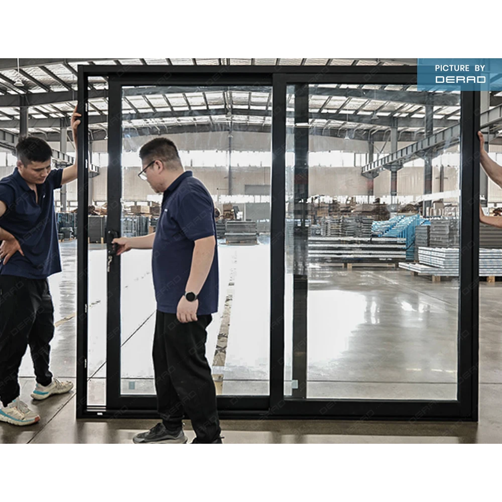 Sliding Glass Door Custom Apartment Public Building Commercial Aluminium Frame Sliding Doors with Double Glazed Tempered Glass manufacture