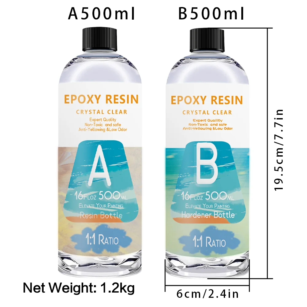 1000ml/32oz Clear Epoxy Resin Crystal Easy Mix 11 Ratio Epoxy Resin