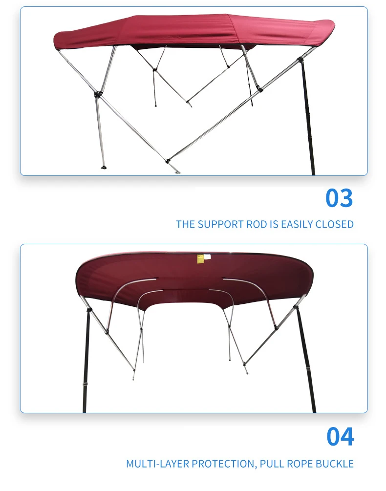 4 Bow Easy Instaling Boat Bimini Tops Sunshade 600d Polyester Boat