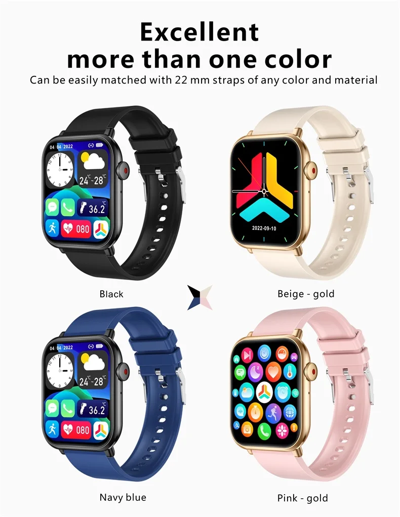 2023 Reloj QX9 Wearable Device Phone Call Smart Watches with Body Temperature BT Calling Sport Smartwatch with Big Screen