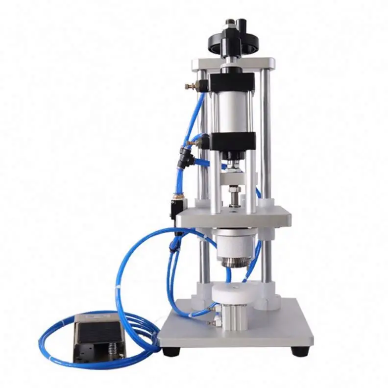 TEBAK Semi Automatic Pneumatic Bottle Cover Lid Cork Perfume Glass Plastic Bottles Cap Pressing Capping Machine Capper