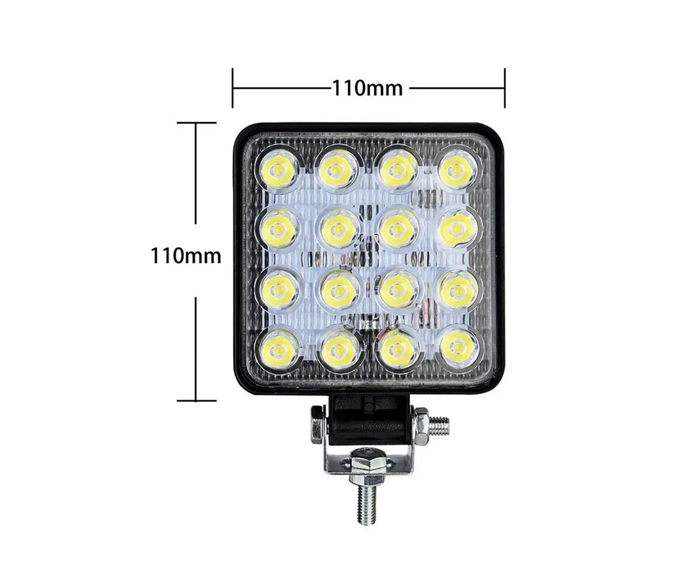 12Volt Led Square Work Light 48W External Modified Offroad Truck 4x4 Spot Light