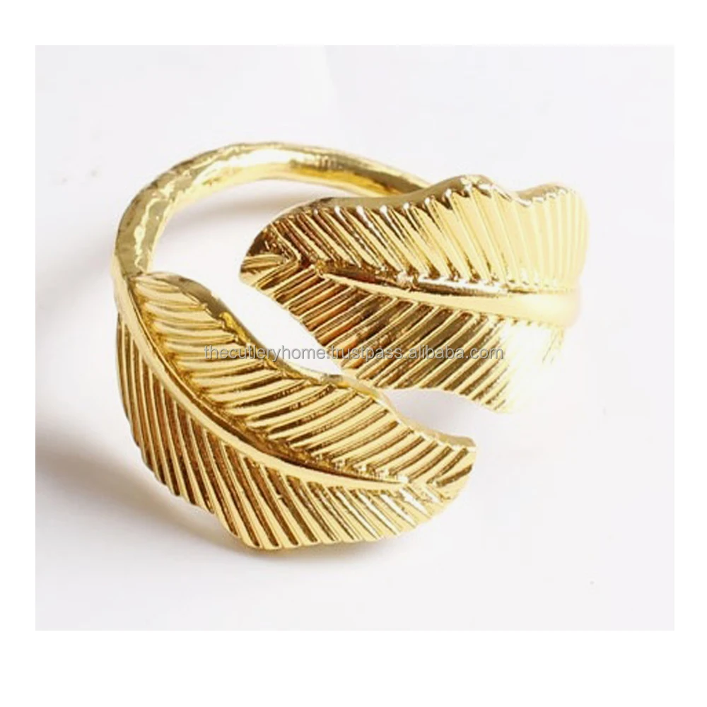 Brass Gold Finished Rooster Embossed Design Engraved Napkin Ring Tableware Decorative Accessories Royal Gold Napkin Ring