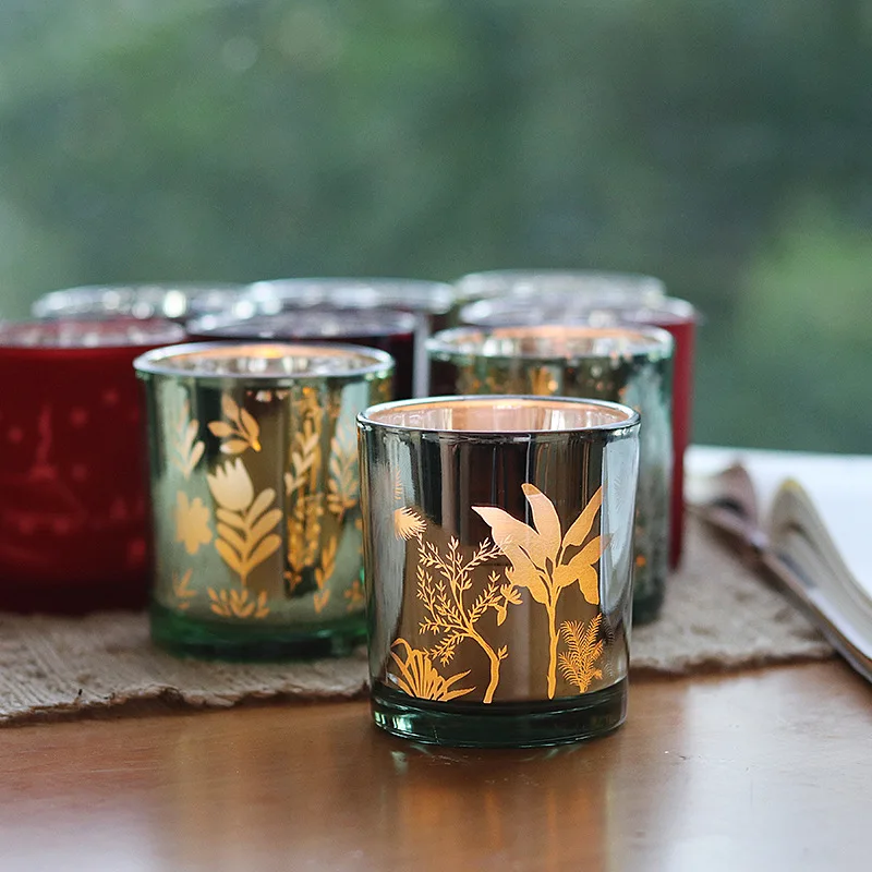 Wholesale Glass Candle Jars Electroplated Colored Mirror Empty Glass