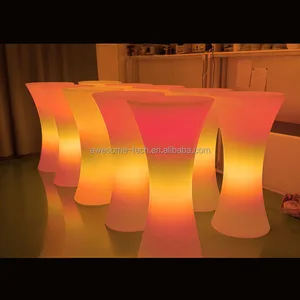 Modern Design LED Color-Changing Slim Waits Cocktail Table Plastic Illuminated for Hotel Use