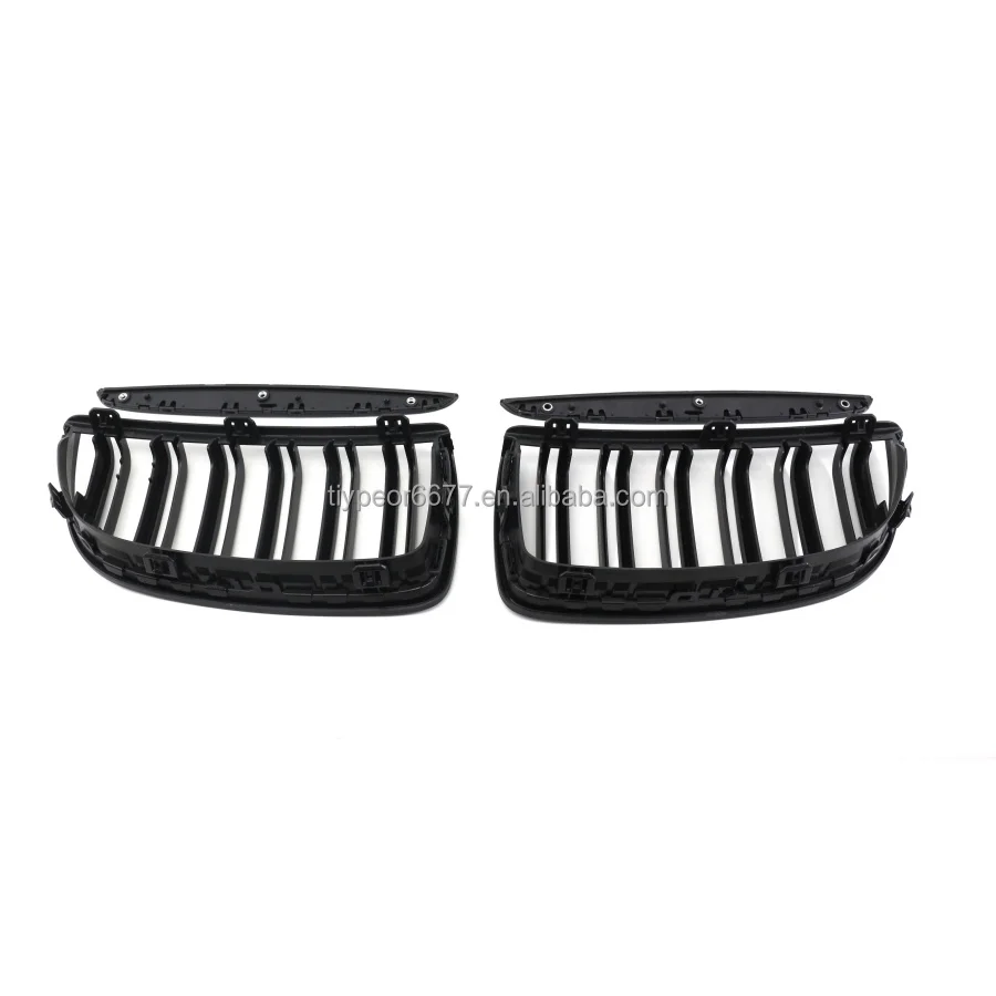 product tiypeor two slat front hood kidney grill car grille for bmw e90 e91 3 series 2005 2006 2007 2008 carbon matte black-5
