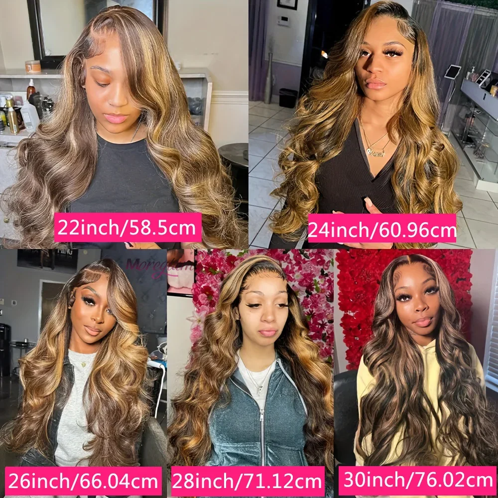 Blonde Highlight Lace Frontal Wigs for Black Women 180% Density Body Wave Malaysian Remy Human Hair_voghion.com